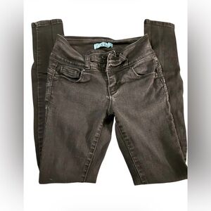 Wax Jean Black Skinny Jeans Button Fly Size 0 High Rise Stretch